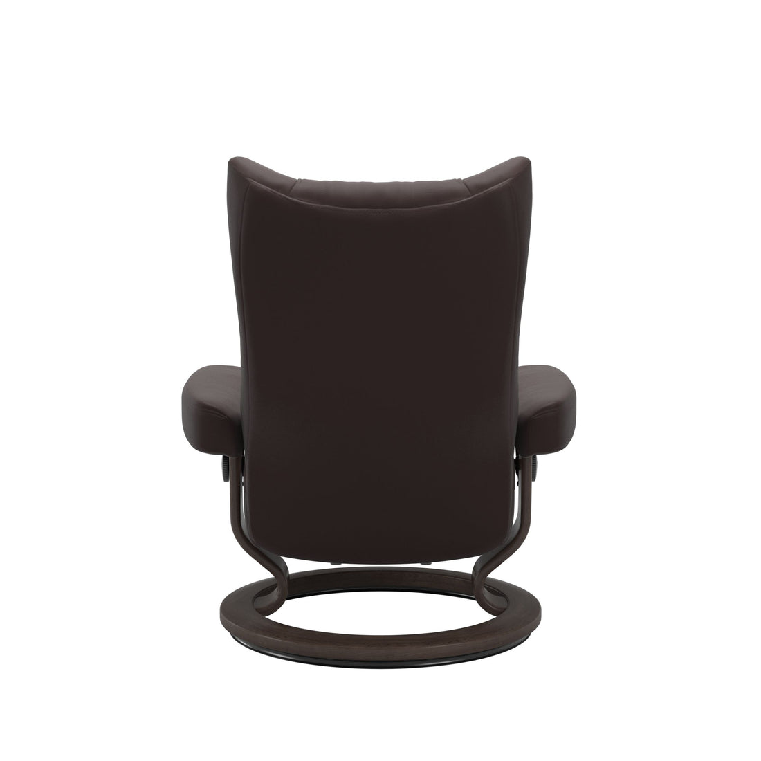 Stressless Wing Recliner Classic Base in Paloma Chocolate, Wenge, back view