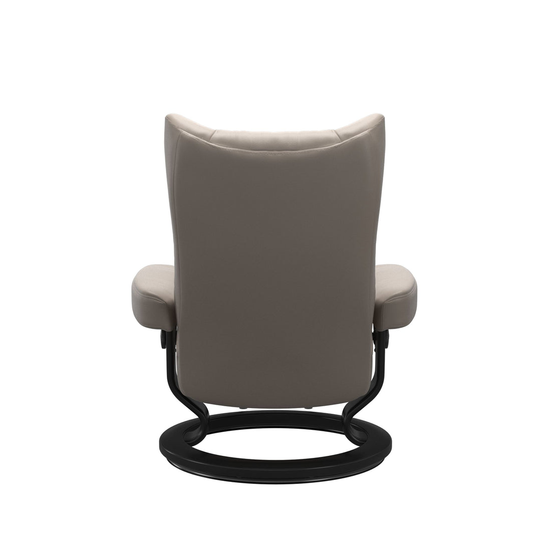 Stressless Wing Recliner Classic Base in Paloma Dark Mushroom, Black, back view