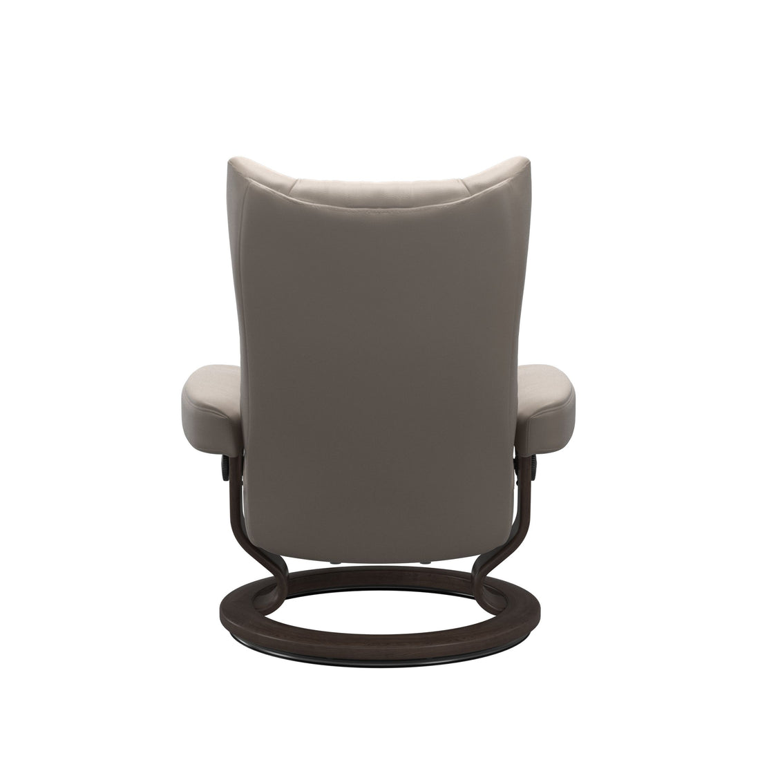 Stressless Wing Recliner Classic Base in Paloma Dark Mushroom, Wenge, back view