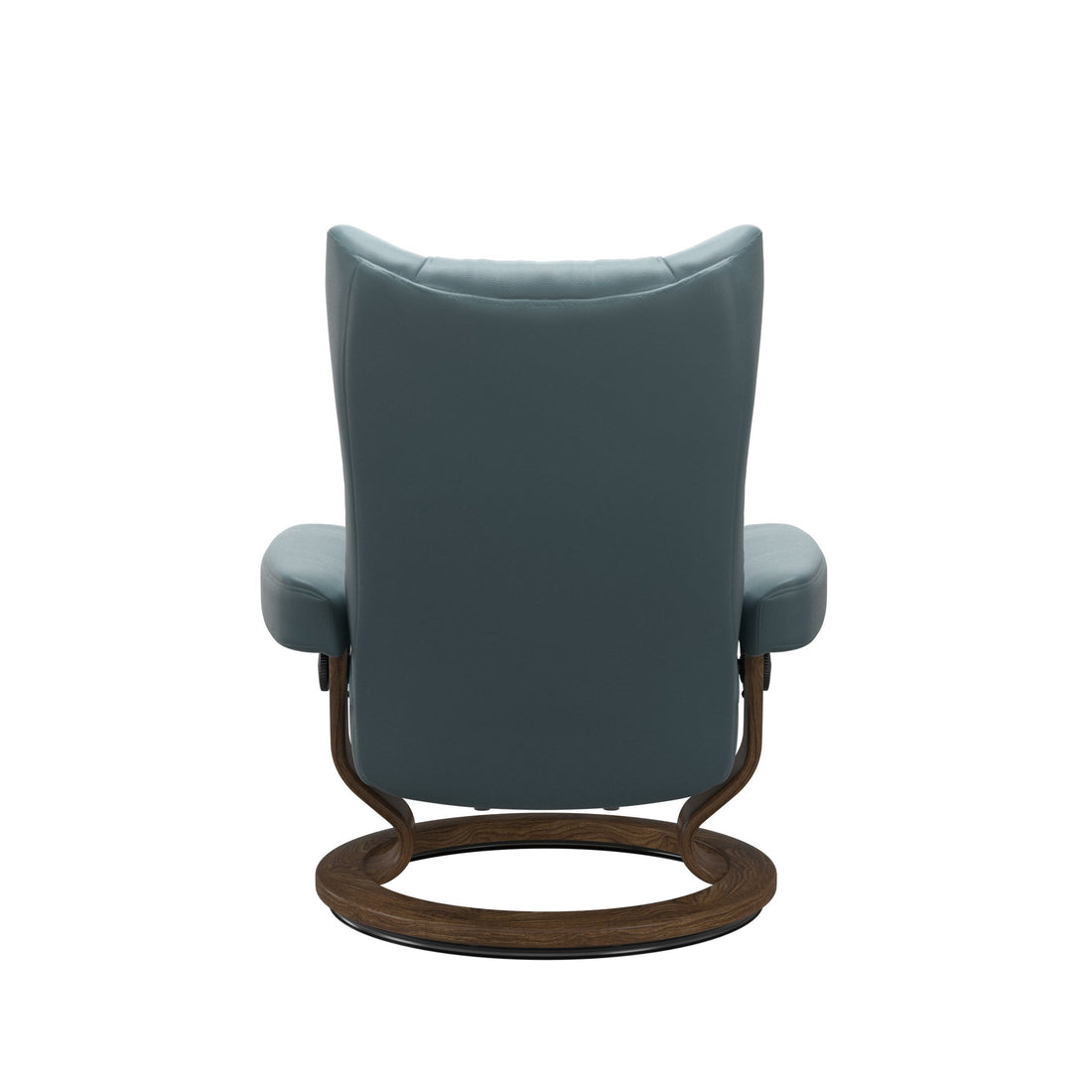 Stressless Wing Recliner Classic Base in Paloma Teal Blue, Teak, back view