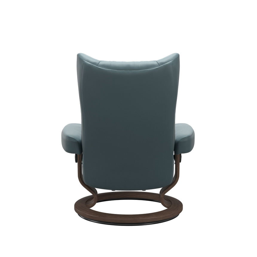 Wing Recliner - Classic Base - Paloma Teal Blue - Walnut Wood