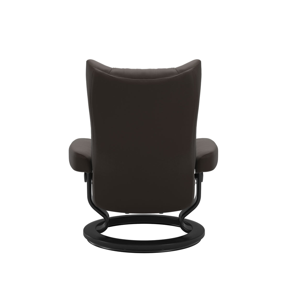 Stressless Wing Recliner Classic Base in Paloma Chestnut, Black, back view