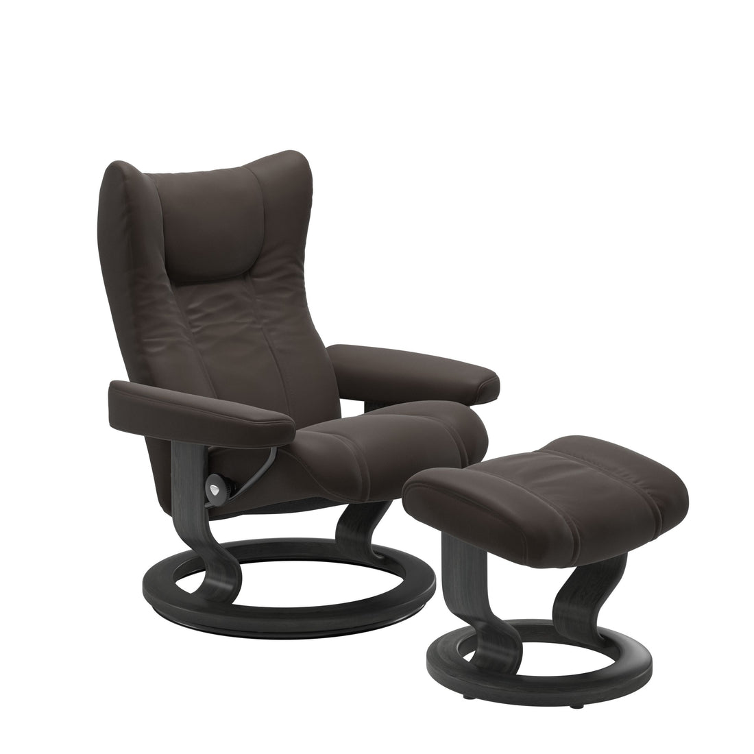 Stressless Wing Recliner Classic Base in Paloma Chestnut, Grey, front view