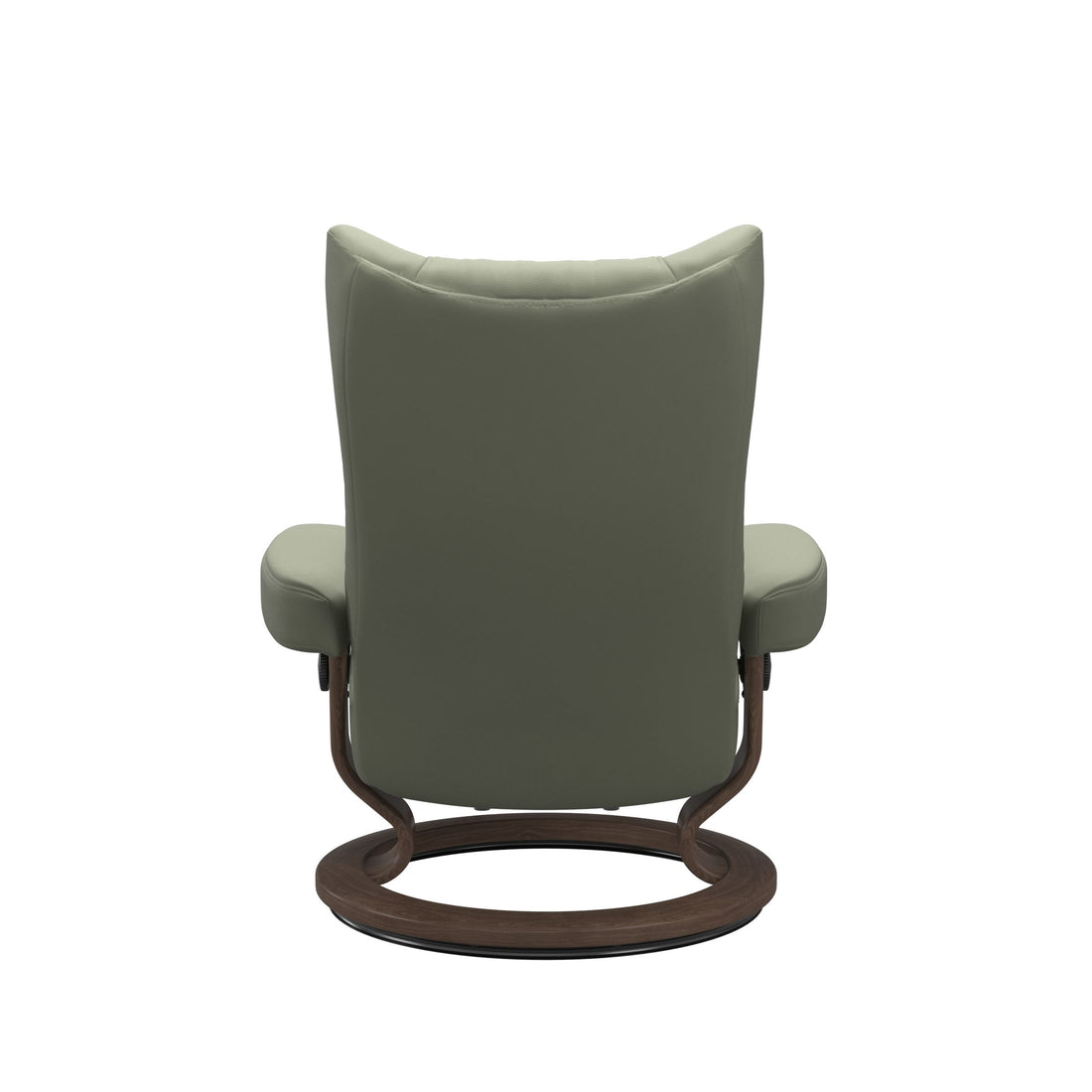 Stressless Wing Recliner Classic Base in Paloma Shadow Green, Walnut, back view