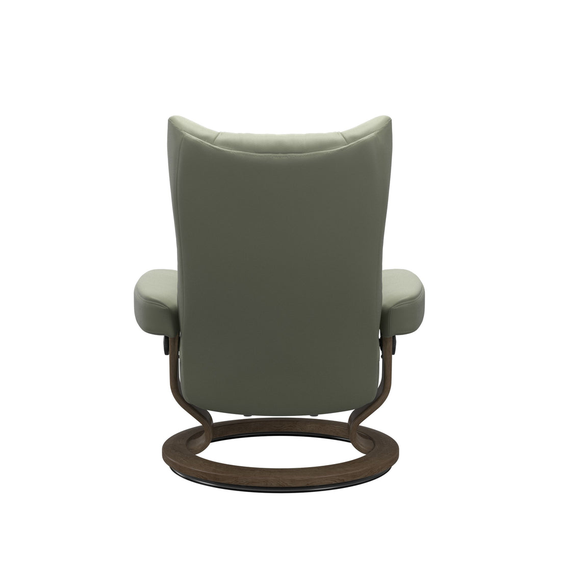 Stressless Wing Recliner Classic Base in Paloma Shadow Green, Smoked Oak, back view