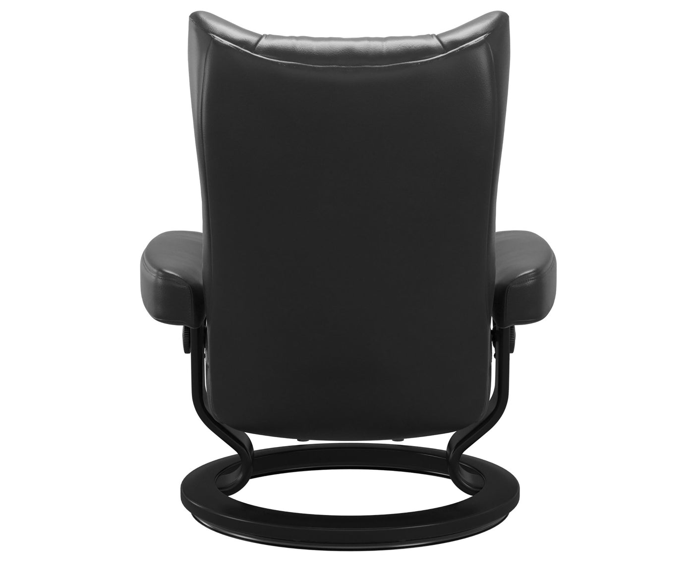 Pioneer Leather Black S & Black Base | Stressless Wing Classic Recliner | Valley Ridge Furniture