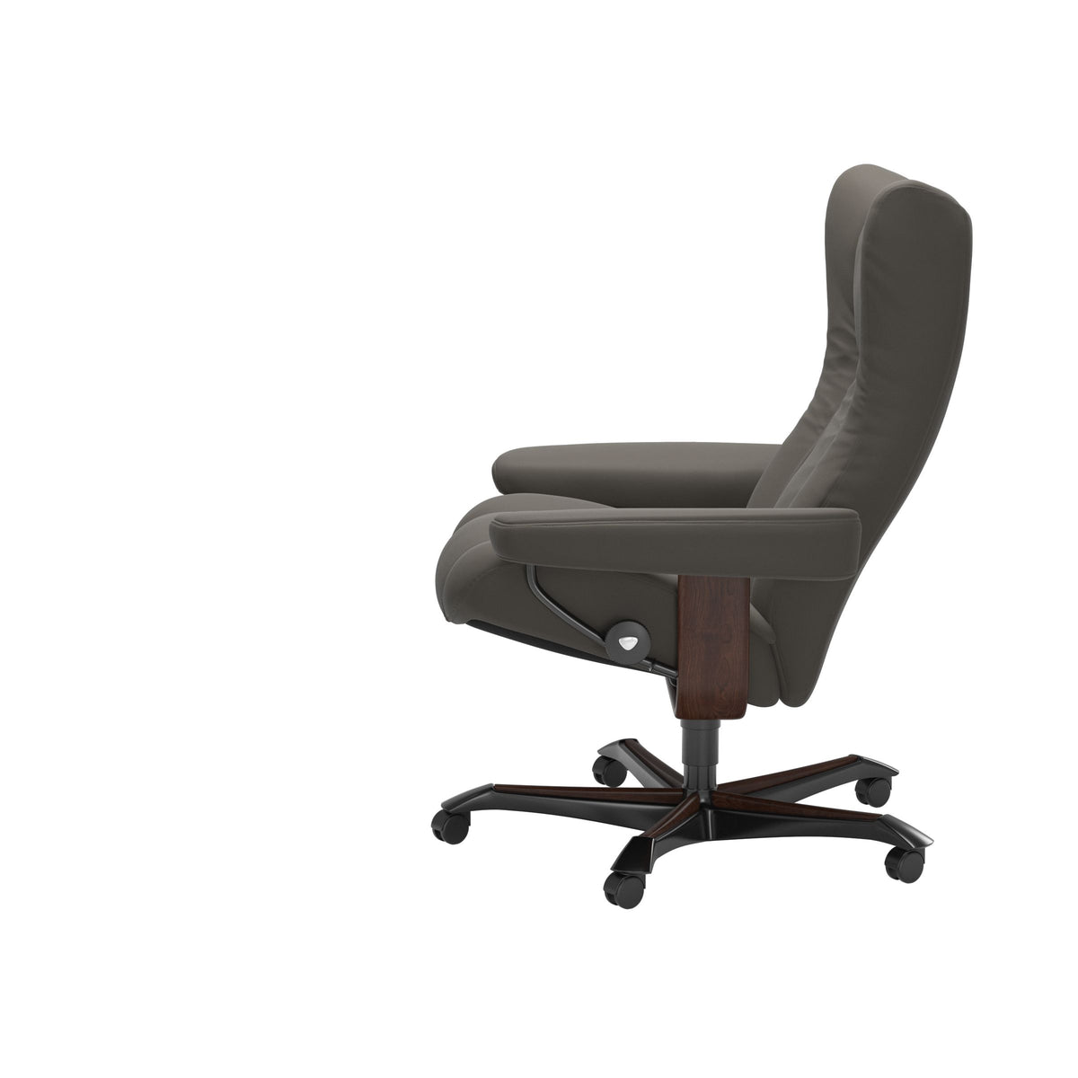 Wing - Office Chair - Paloma Metal Grey - Brown Wood
