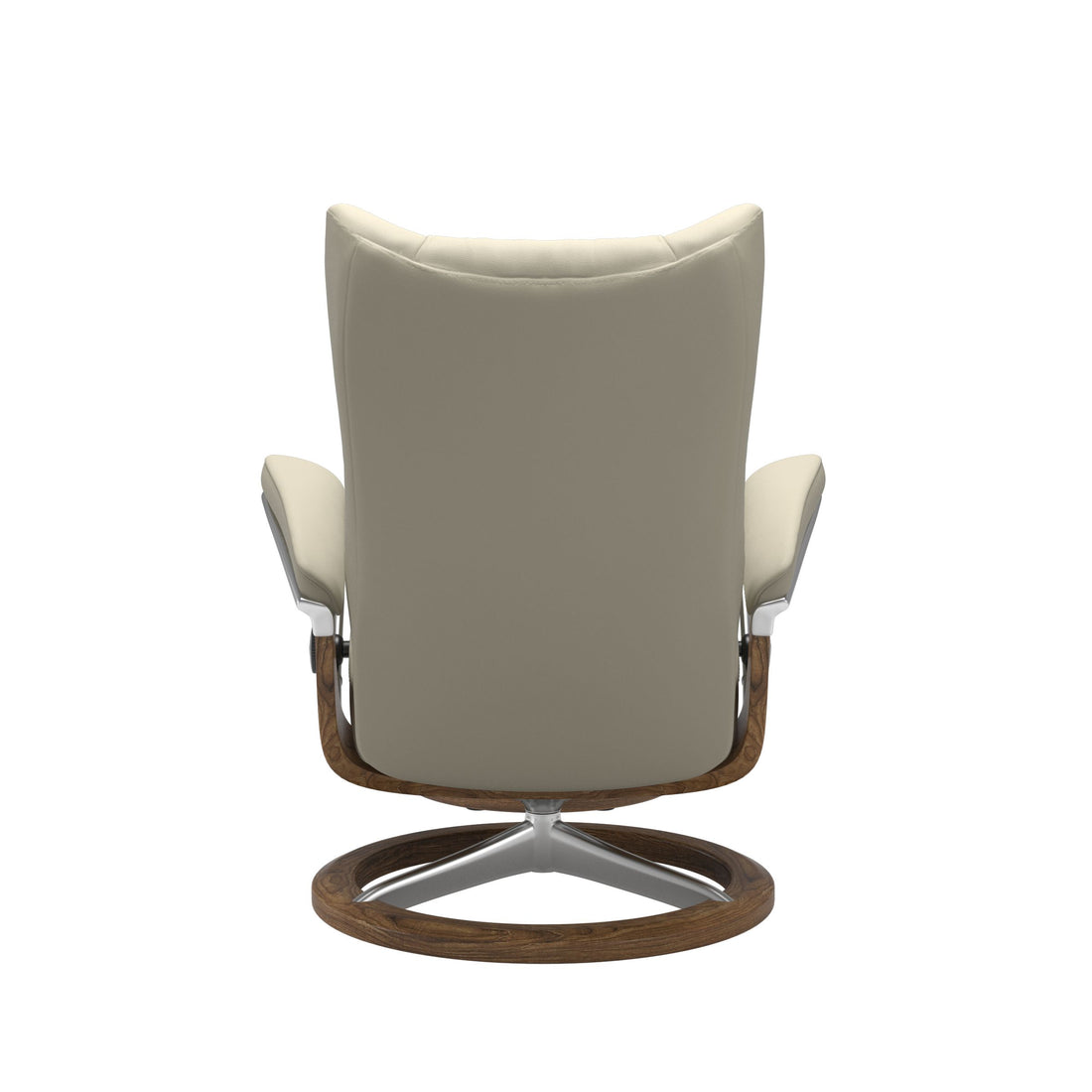 Stressless Wing Recliner Signature Base in Paloma Light Grey, Teak, back view