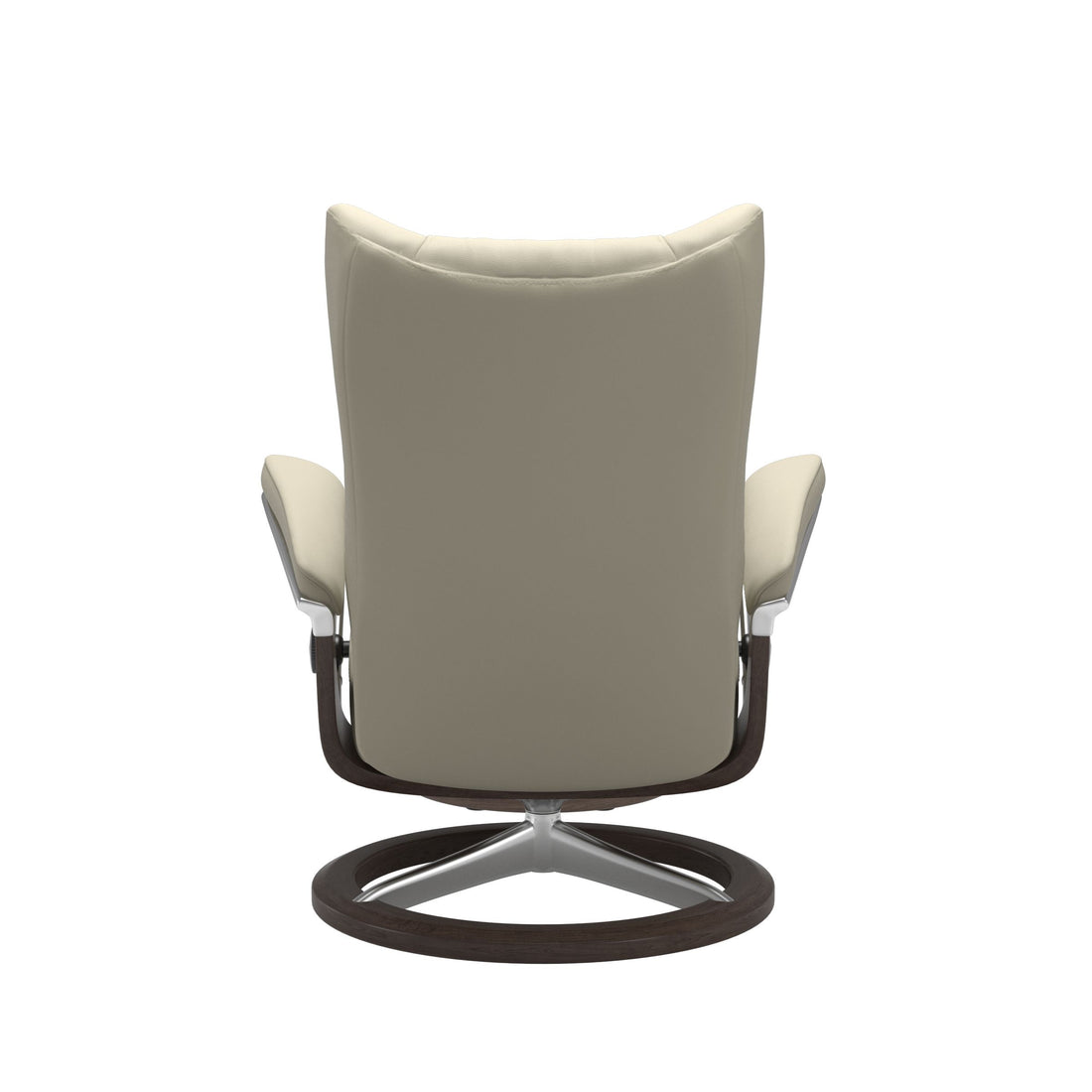 Stressless Wing Recliner Signature Base in Paloma Light Grey, Wenge, back view
