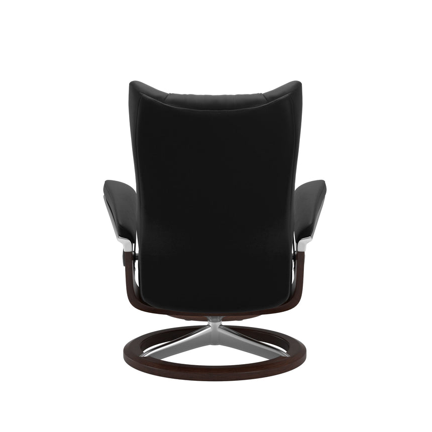 Wing Recliner - Signature Base - Paloma Black - Brown Wood