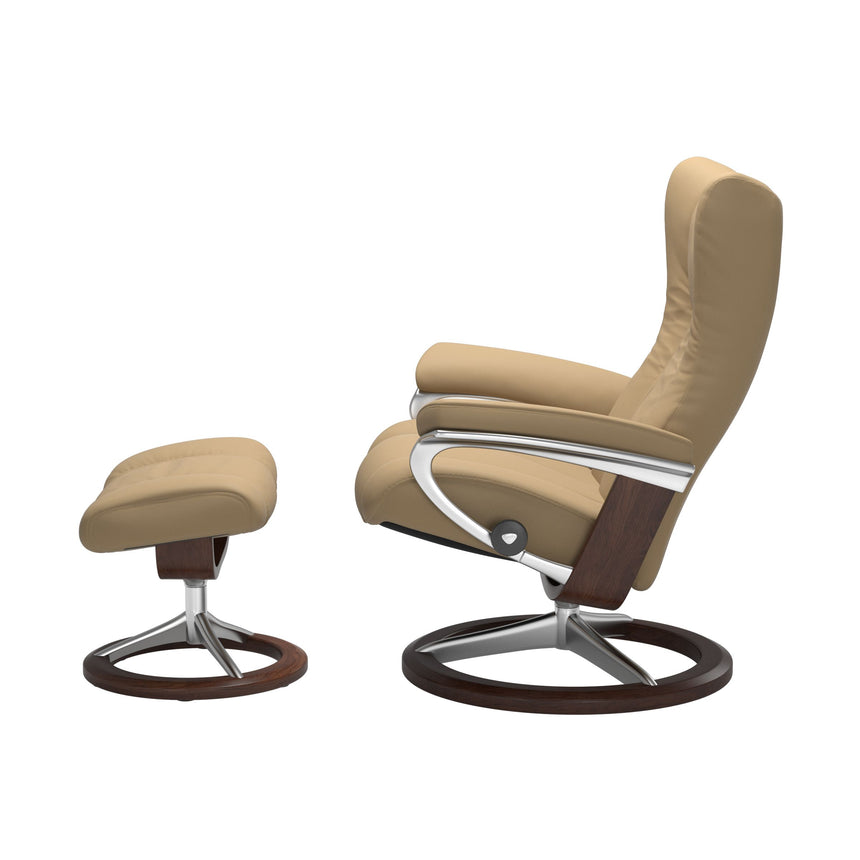 Wing Recliner - Signature Base - Paloma Sand - Brown Wood