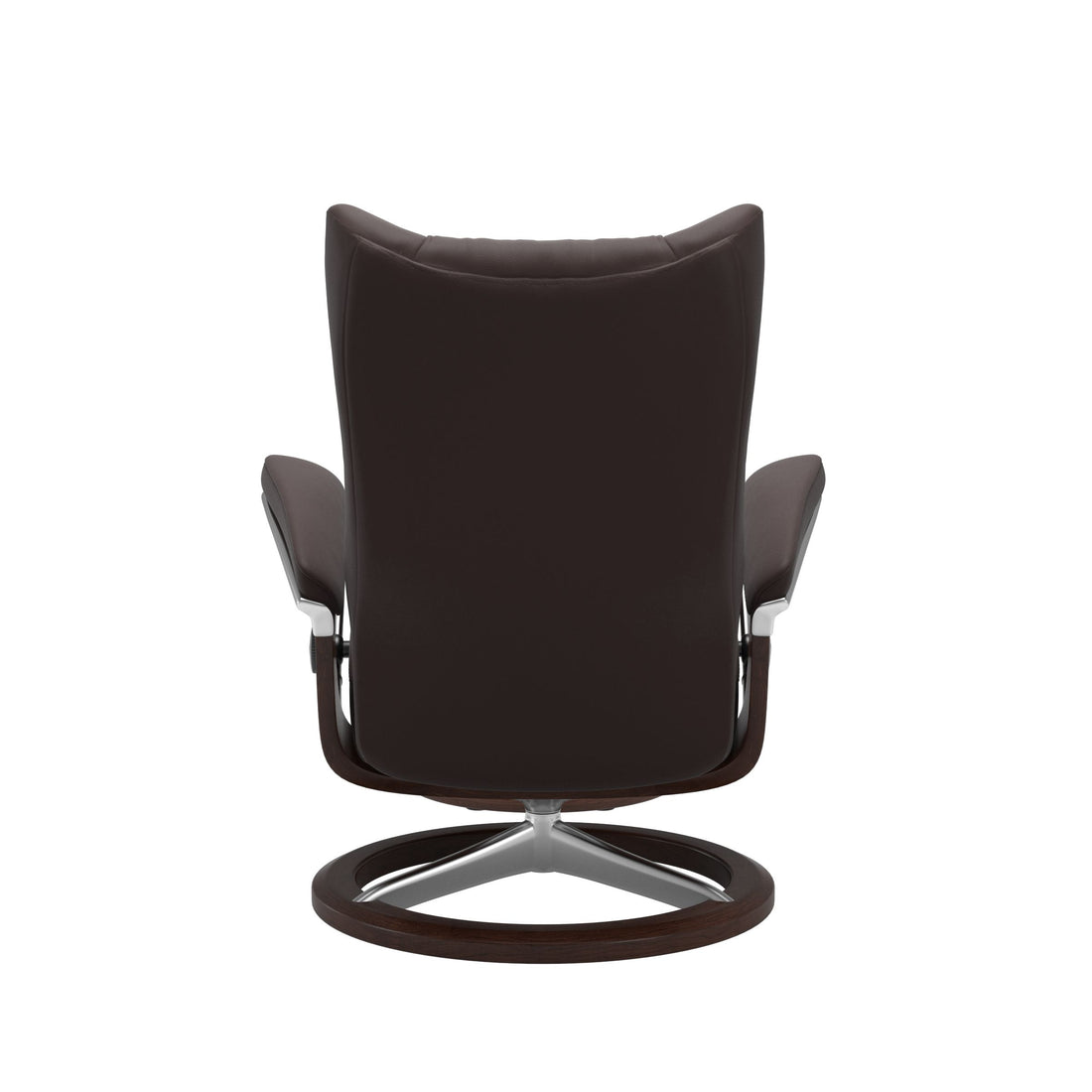 Stressless Wing Recliner Signature Base in Paloma Chocolate, Brown, back view