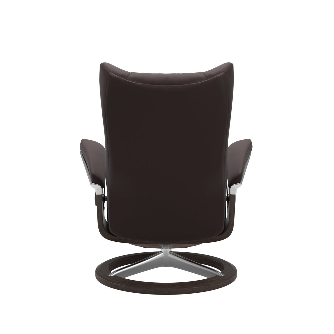 Stressless Wing Recliner Signature Base in Paloma Chocolate, Wenge, back view