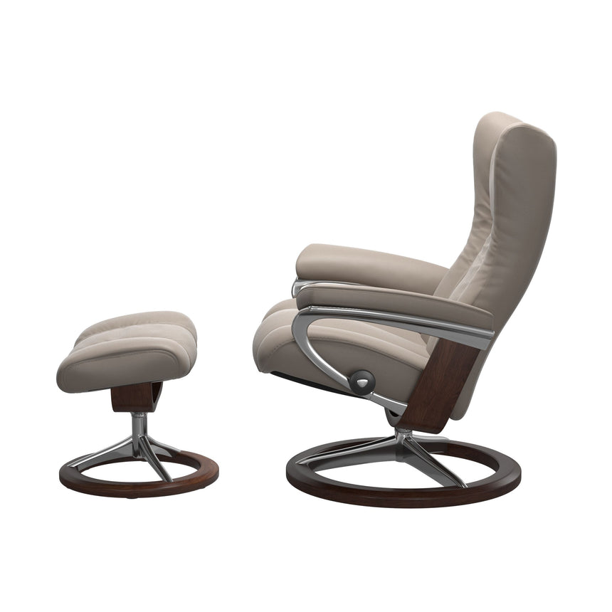 Wing Recliner - Signature Base - Paloma Dark Mushroom - Brown Wood