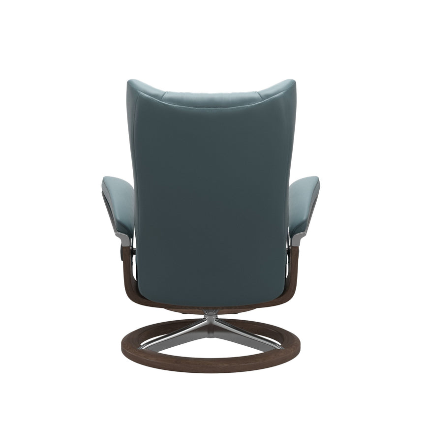 Wing Recliner - Signature Base - Paloma Teal Blue - Walnut Wood