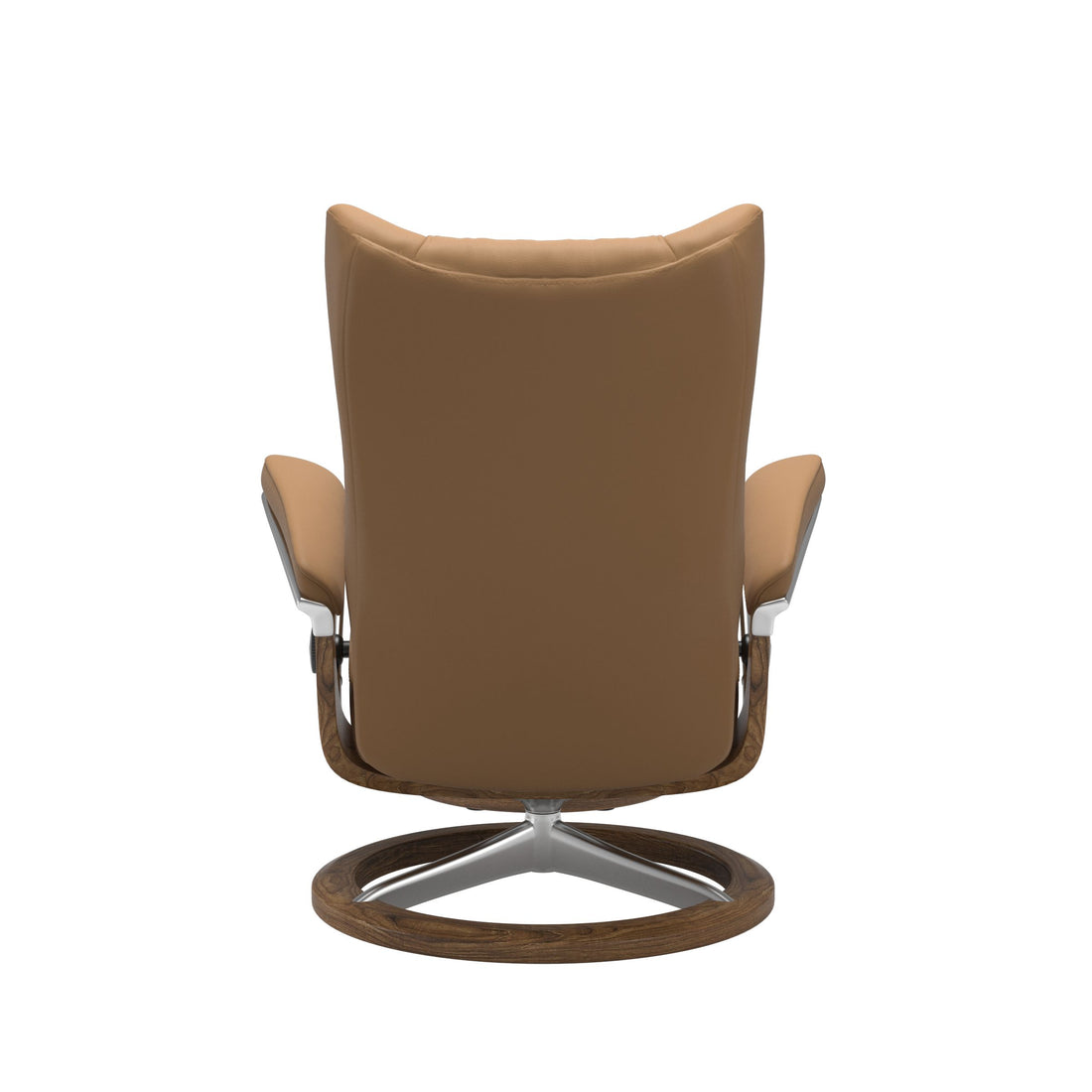 Stressless Wing Recliner Signature Base in Paloma Taupe, Teak, back view
