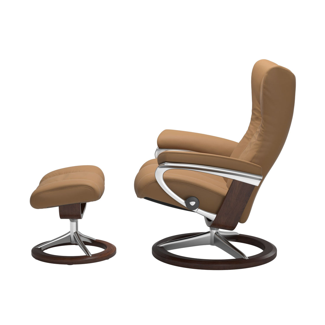 Stressless Wing Recliner Signature Base in Paloma Taupe, Brown, side view