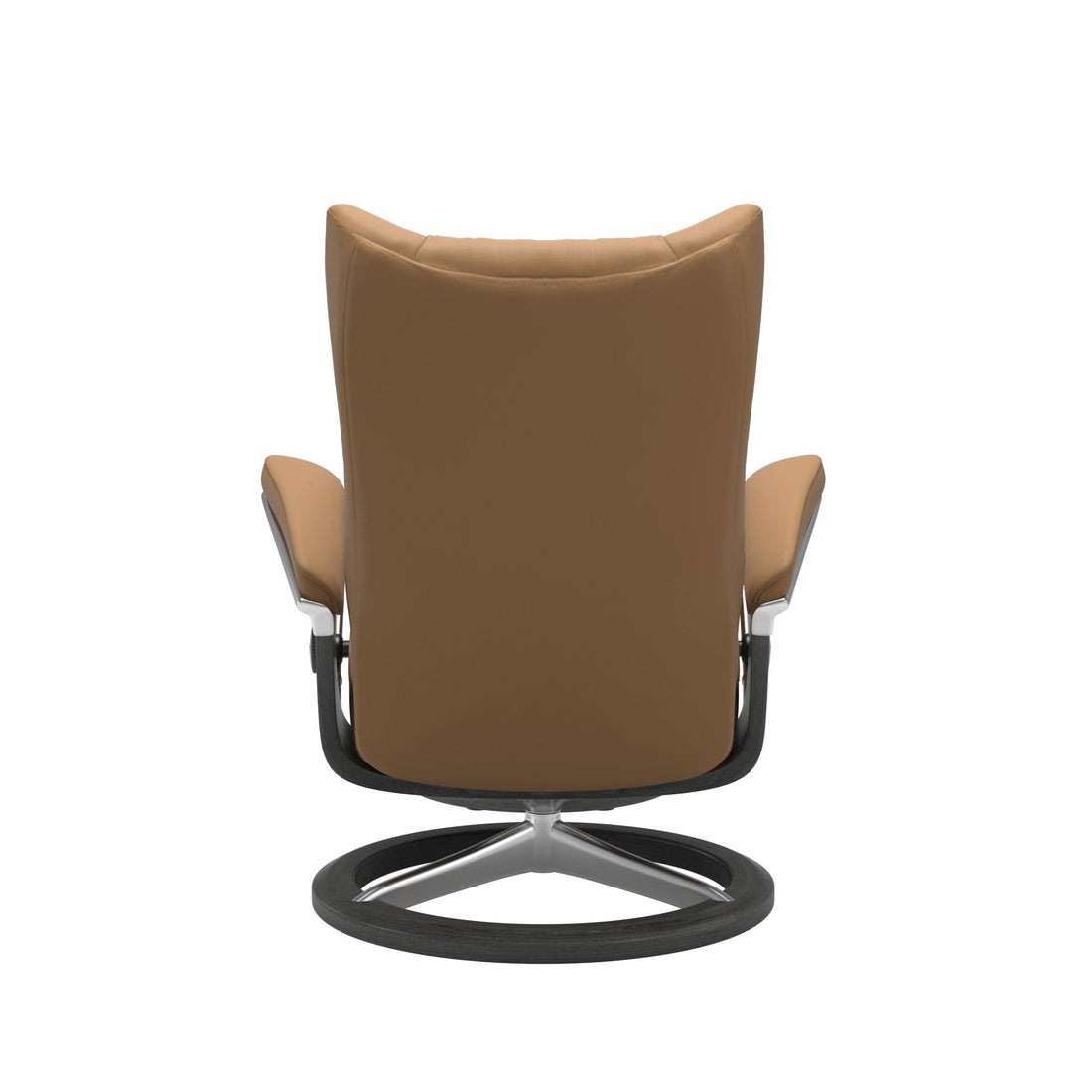 Stressless Wing Recliner Signature Base in Paloma Taupe, Grey, back view