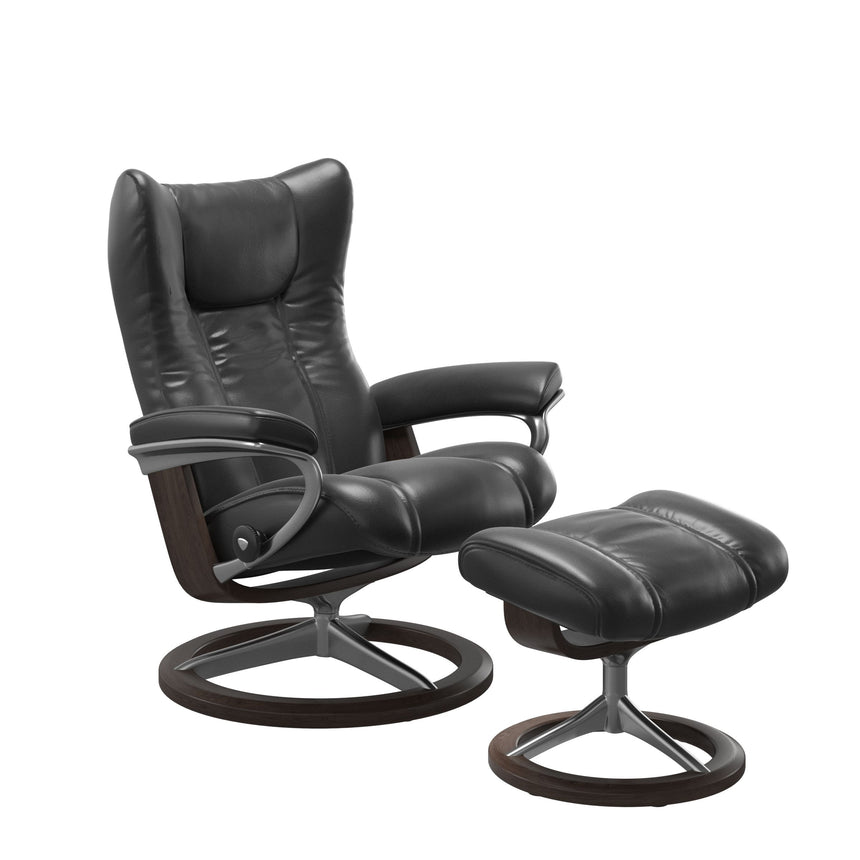 Wing Recliner - Signature Base - Pioneer Black - Wenge Wood