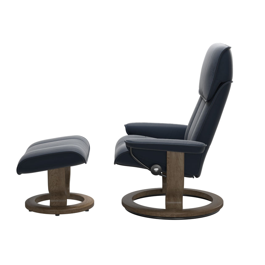 Admiral Recliner - Classic Base - Paloma Oxford Blue - Smoked Oak Wood