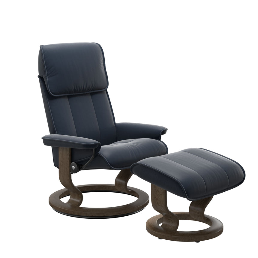 Admiral Recliner - Classic Base - Paloma Oxford Blue - Smoked Oak Wood