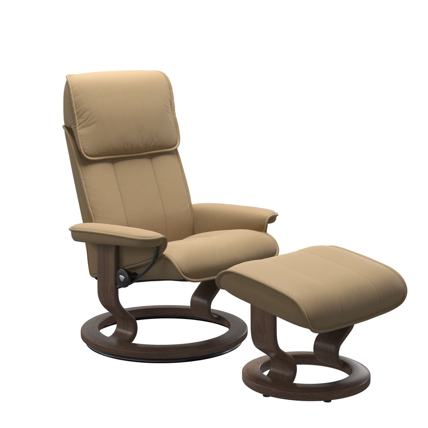 Admiral Recliner - Classic Base - Paloma Sand - Walnut Wood
