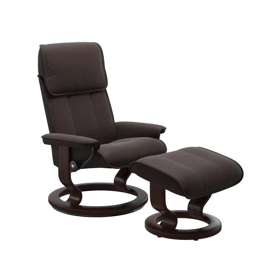Admiral Recliner - Classic Base - Paloma Chocolate - Brown Wood