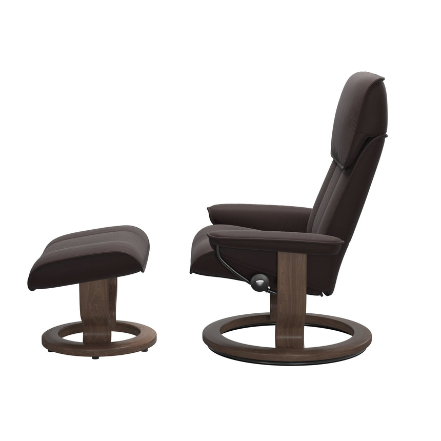 Admiral Recliner - Classic Base - Paloma Chocolate - Walnut Wood