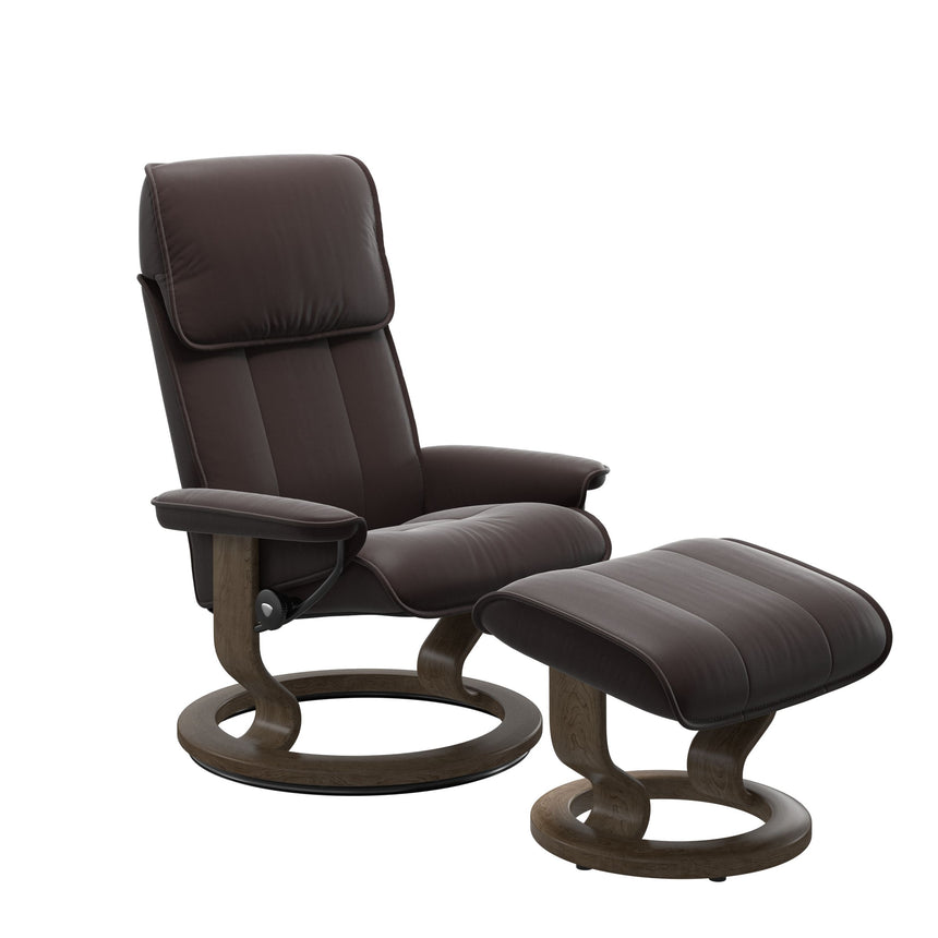 Admiral Recliner - Classic Base - Paloma Chocolate - Smoked Oak Wood