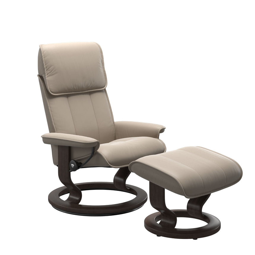 Admiral Recliner - Classic Base - Paloma Mushroom - Wenge Wood