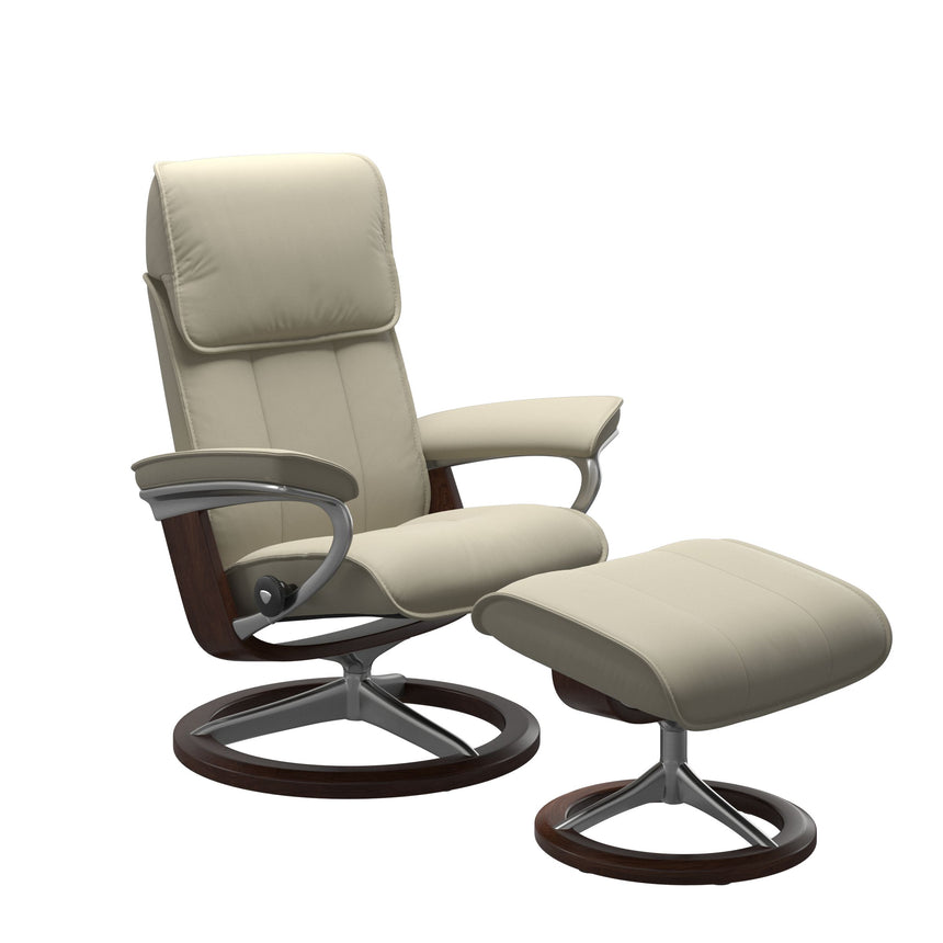 Admiral Recliner - Signature Base - Paloma Light Grey - Brown Wood