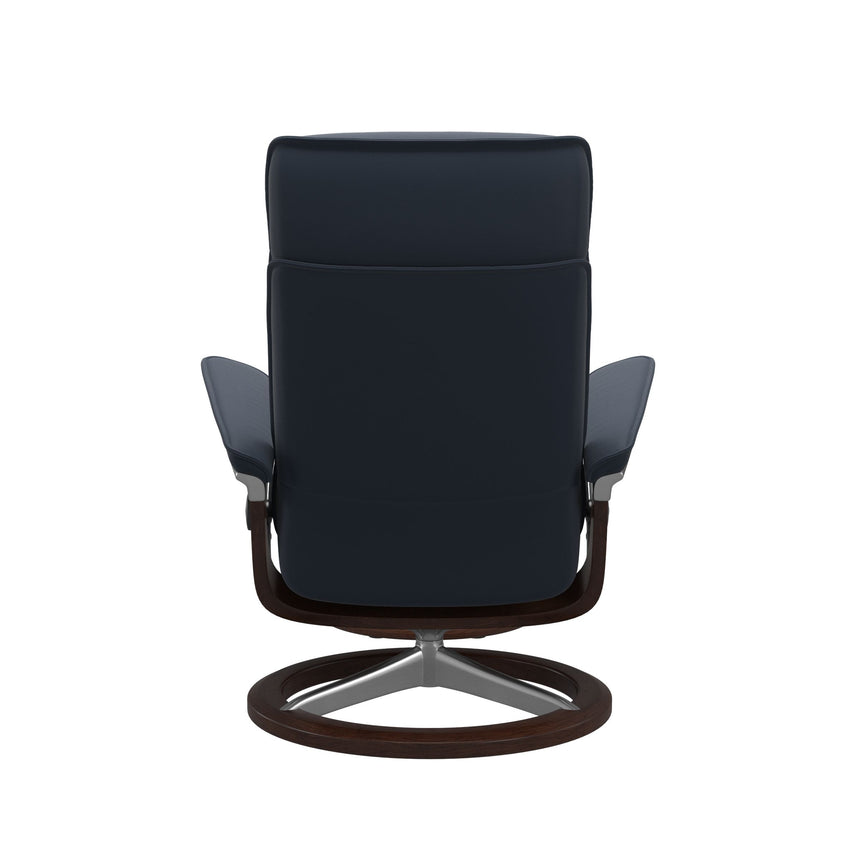 Admiral Recliner - Signature Base - Paloma Oxford Blue - Brown Wood