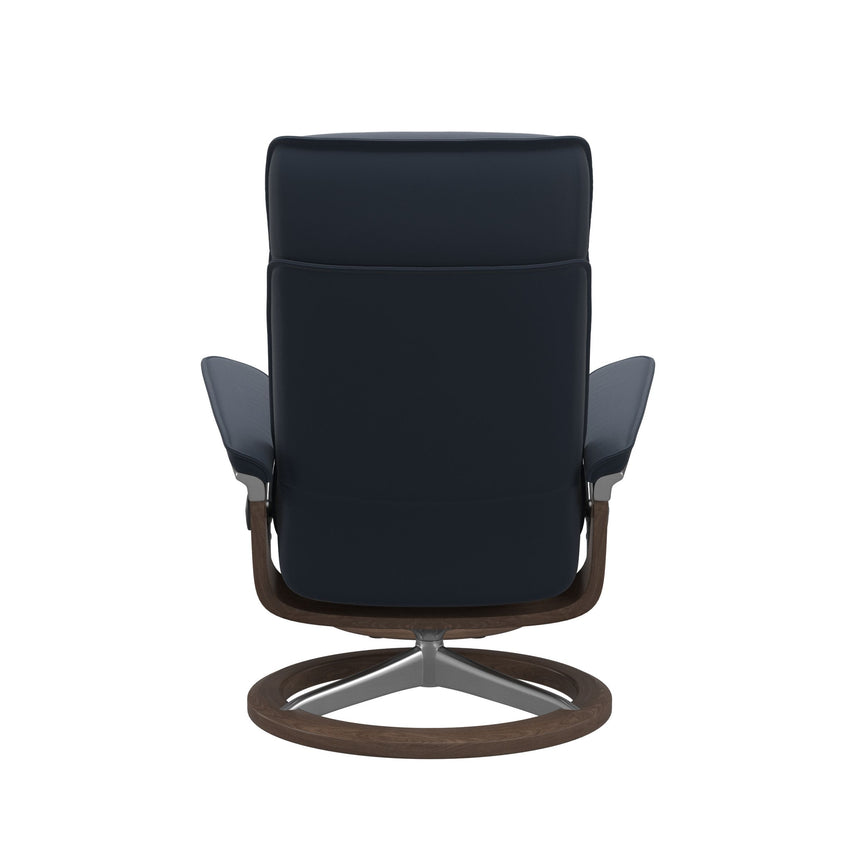 Admiral Recliner - Signature Base - Paloma Oxford Blue - Walnut Wood