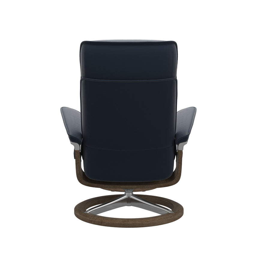 Admiral Recliner - Signature Base - Paloma Oxford Blue - Smoked Oak Wood