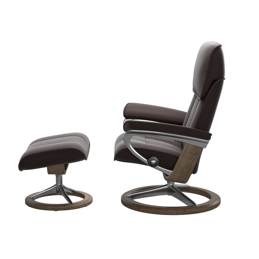 Admiral Recliner - Signature Base - Paloma Chocolate - Smoked Oak Wood