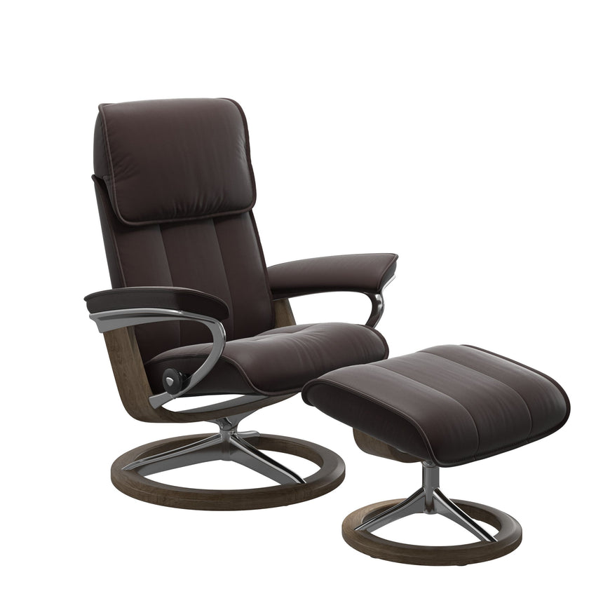 Admiral Recliner - Signature Base - Paloma Chocolate - Smoked Oak Wood