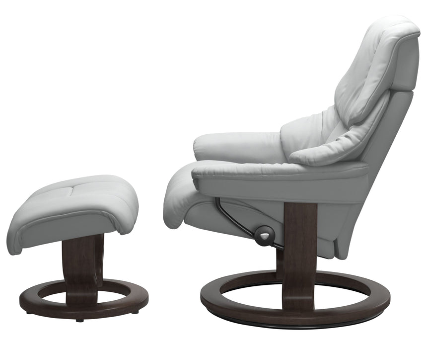 Paloma Leather Misty Grey M/L & Wenge Base | Stressless Reno Classic Recliner - Promo | Valley Ridge Furniture