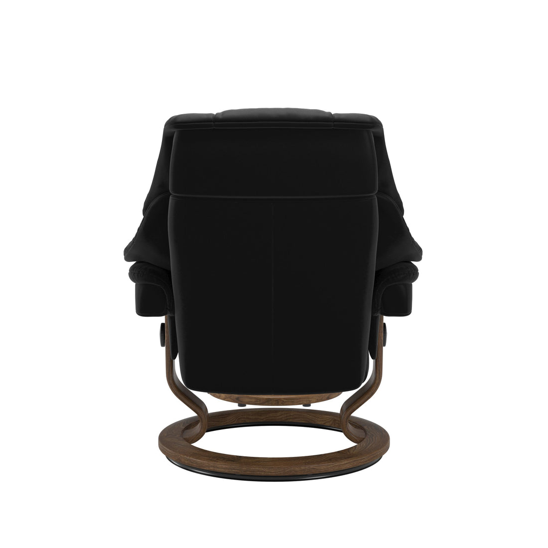 Stressless Reno Recliner Classic Base in Paloma Black, Teak, back view