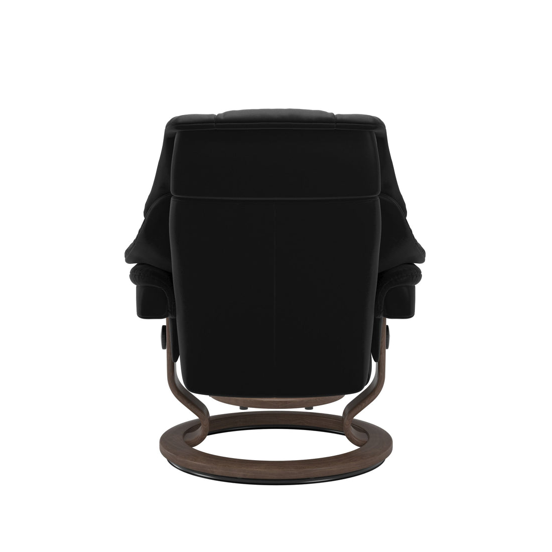 Stressless Reno Recliner Classic Base in Paloma Black, Walnut, back view