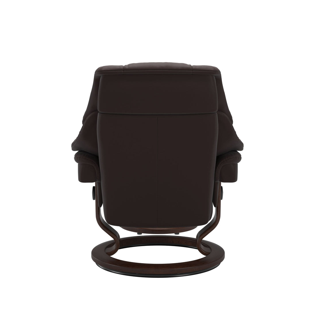 Stressless Reno Recliner Classic Base in Paloma Chocolate, Brown, back view
