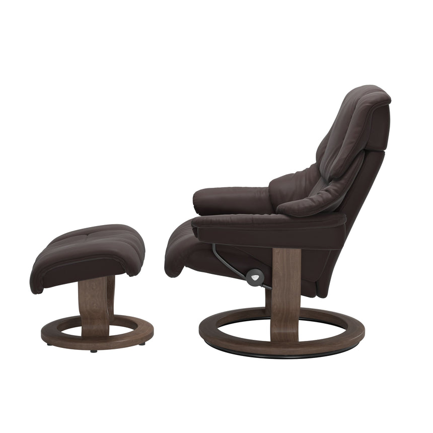 Reno Recliner - Classic Base - Paloma Chocolate - Walnut Wood