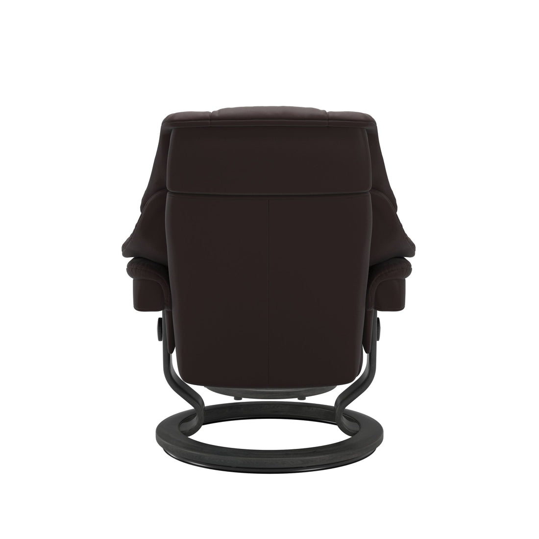 Stressless Reno Recliner Classic Base in Paloma Chocolate, Grey, back view