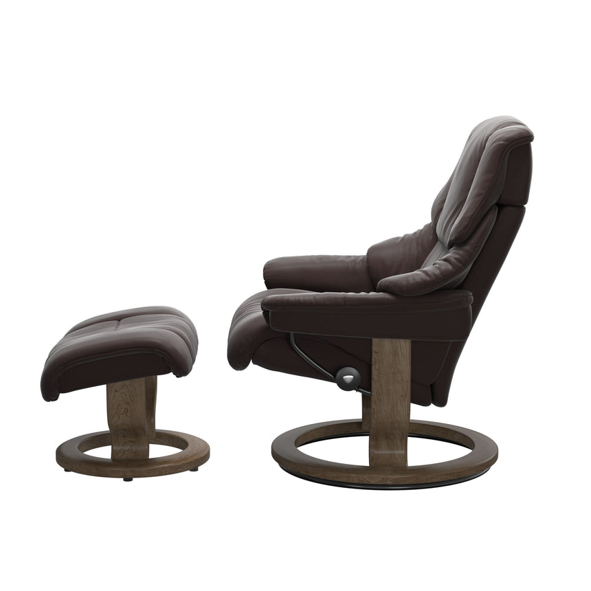 Reno Recliner - Classic Base - Paloma Chocolate - Smoked Oak Wood