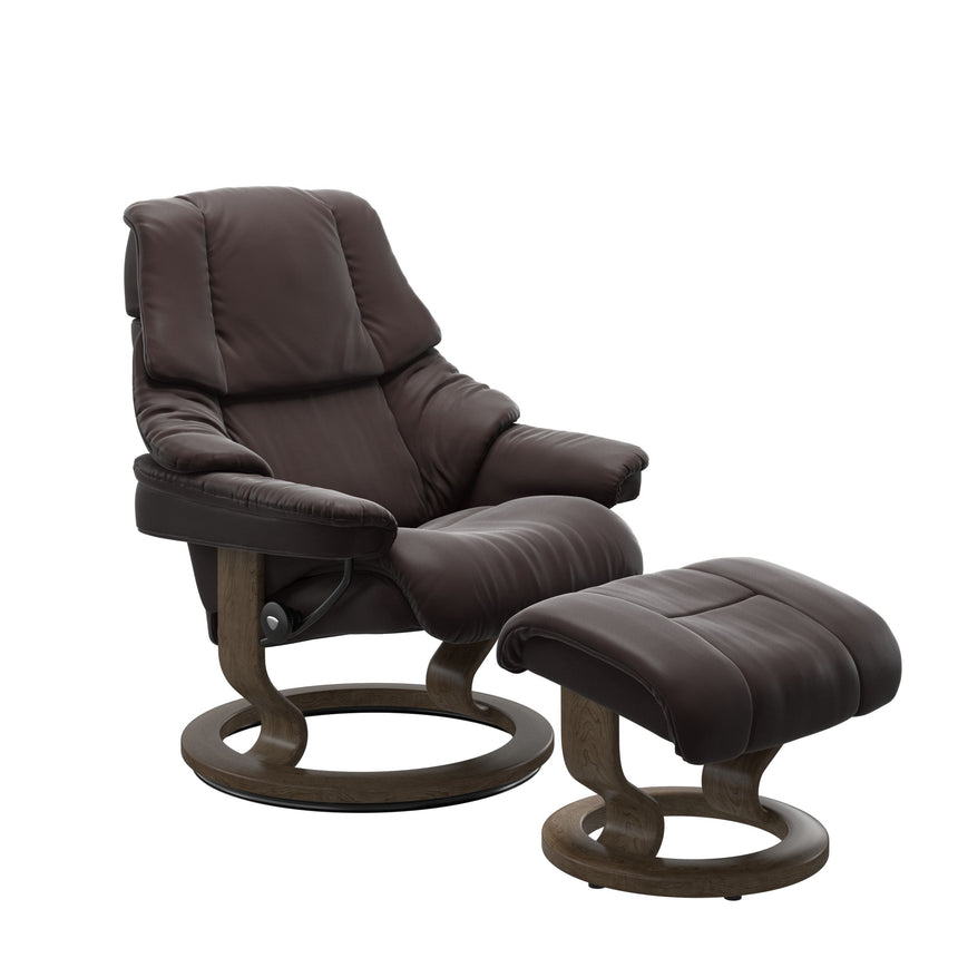 Reno Recliner - Classic Base - Paloma Chocolate - Smoked Oak Wood