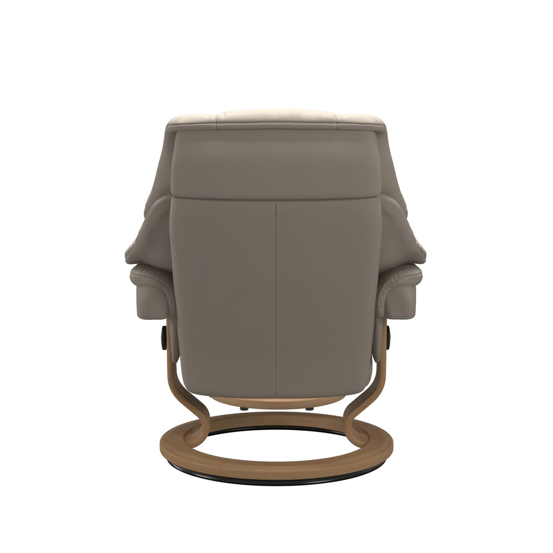 Stressless Reno Recliner Classic Base in Paloma Fog, Oak, back view
