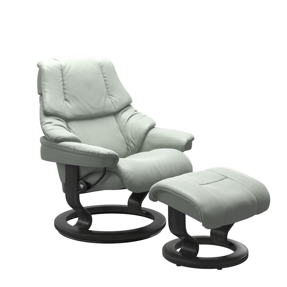 Stressless Reno Recliner Classic Base in Paloma Breezy Blue, Grey, front view