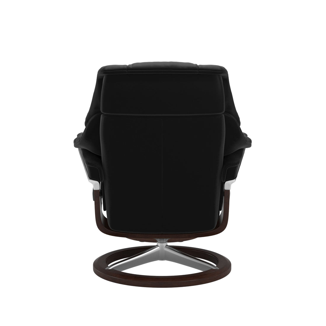 Stressless Reno Recliner Signature Base in Paloma Black, Brown, back view