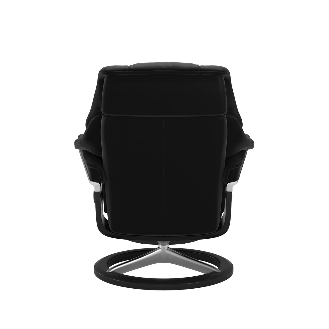 Stressless Reno Recliner Signature Base in Paloma Black, Black, back view