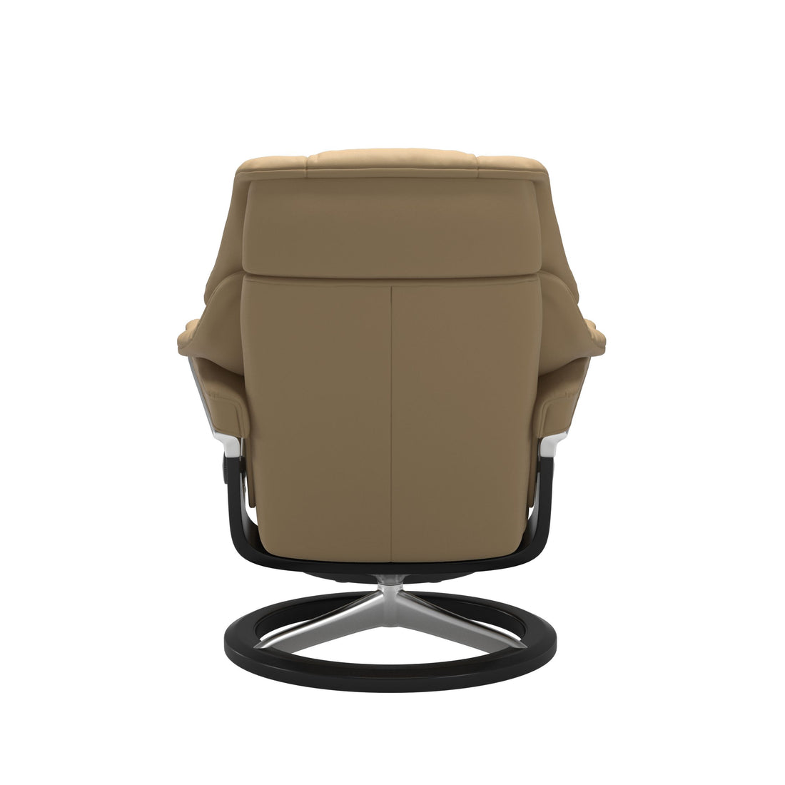 Stressless Reno Recliner Signature Base in Paloma Sand, Black, back view