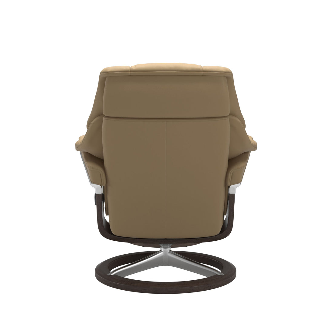 Stressless Reno Recliner Signature Base in Paloma Sand, Wenge, back view